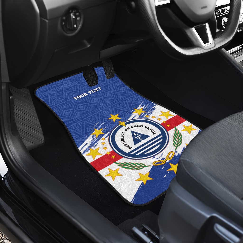 Personalized Cape Verde Car Mats Coat Of Arms - African Pattern