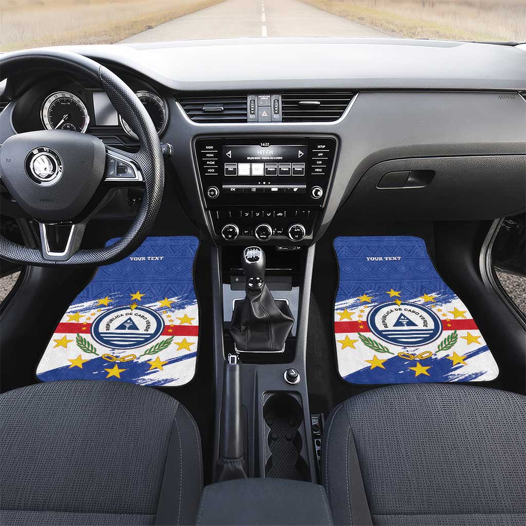 Personalized Cape Verde Car Mats Coat Of Arms - African Pattern