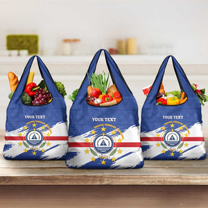 Personalized Cape Verde Grocery Bag Coat Of Arms - African Pattern