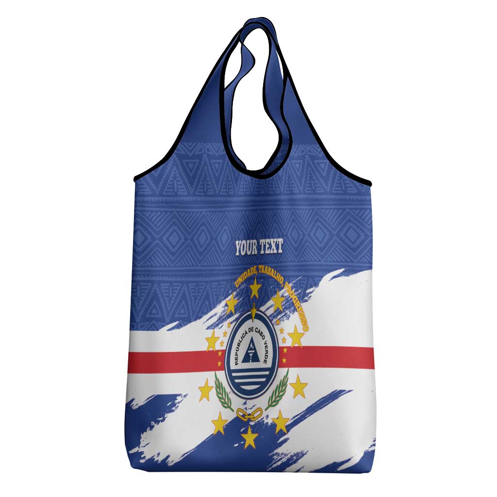 Personalized Cape Verde Grocery Bag Coat Of Arms - African Pattern
