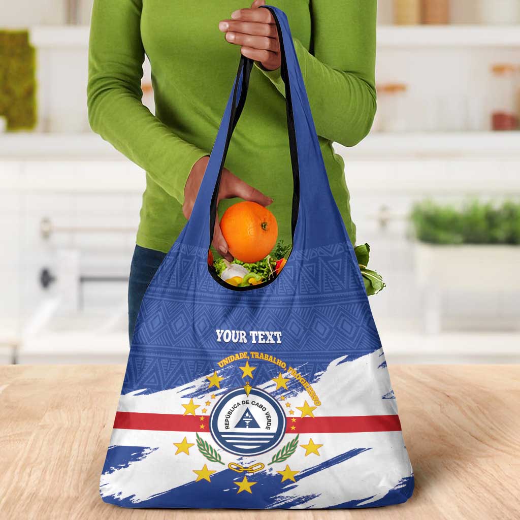 Personalized Cape Verde Grocery Bag Coat Of Arms - African Pattern