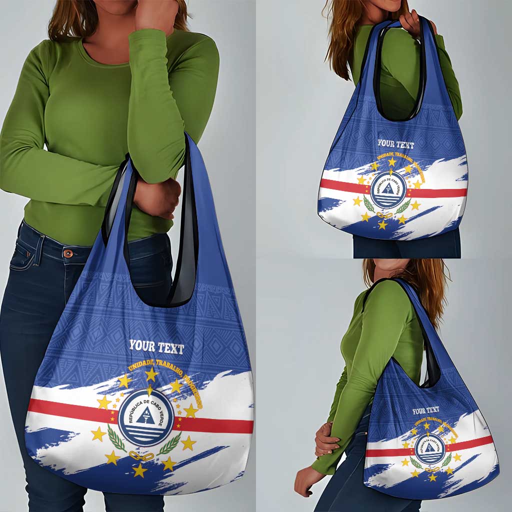 Personalized Cape Verde Grocery Bag Coat Of Arms - African Pattern