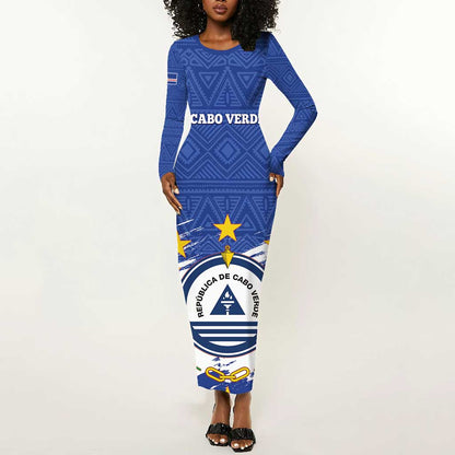Personalized Cape Verde Long Sleeve Bodycon Dress Coat Of Arms - African Pattern LT14