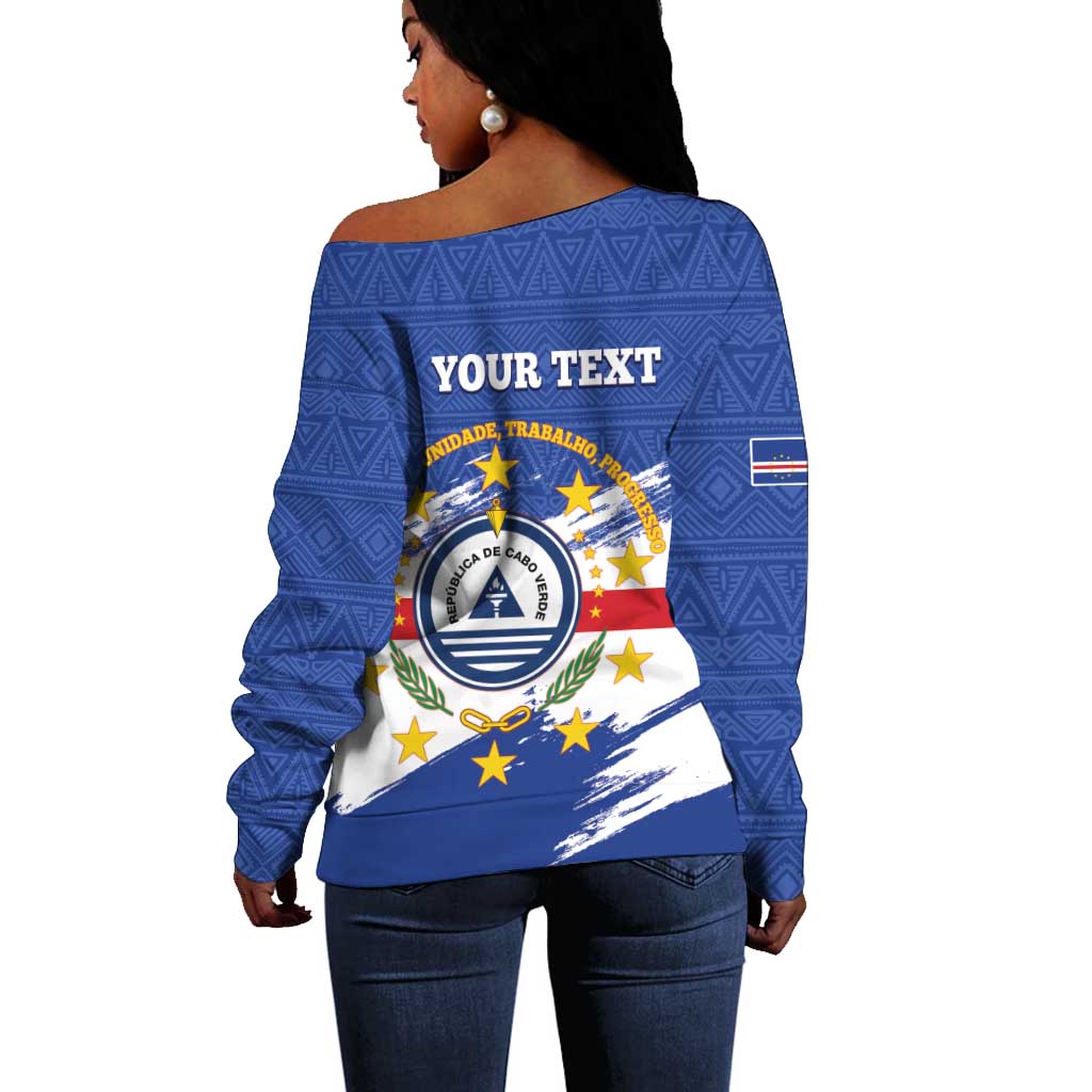 Personalized Cape Verde Off Shoulder Sweater Coat Of Arms - African Pattern