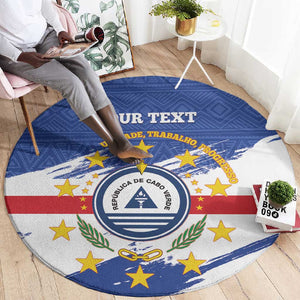 Personalized Cape Verde Round Carpet Coat Of Arms - African Pattern