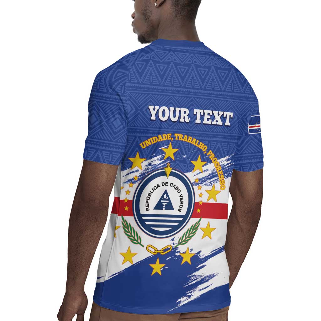 Personalized Cape Verde Rugby Jersey Coat Of Arms - African Pattern