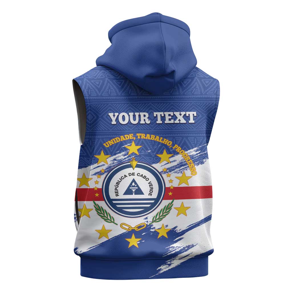 Personalized Cape Verde Sleeveless Hoodie Coat Of Arms - African Pattern - African Pride