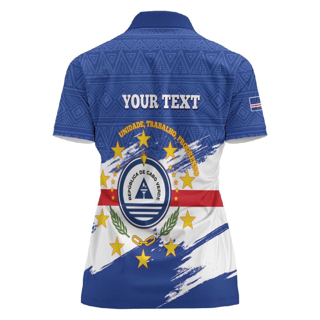 Personalized Cape Verde Women Polo Shirt Coat Of Arms - African Pattern