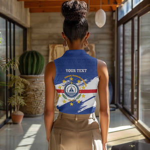Personalized Cape Verde Women Sleeveless Polo Shirt Coat Of Arms - African Pattern