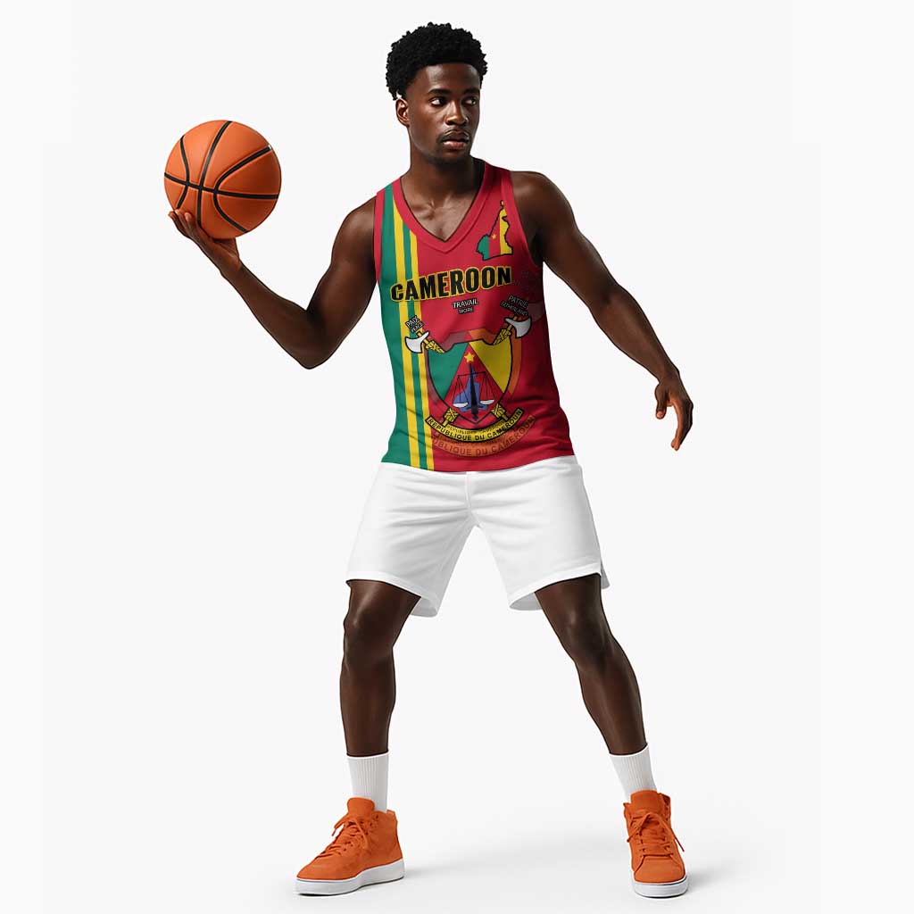 Cameroon Happy Unity Day Cameroun Coat Of Arms Basketball Jersey - African Pride
