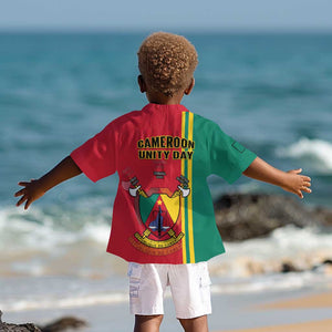 Cameroon Happy Unity Day Cameroun Coat Of Arms Kid Hawaiian Shirt