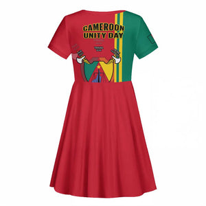 Cameroon Happy Unity Day Cameroun Coat Of Arms Kid Short Sleeve Dress