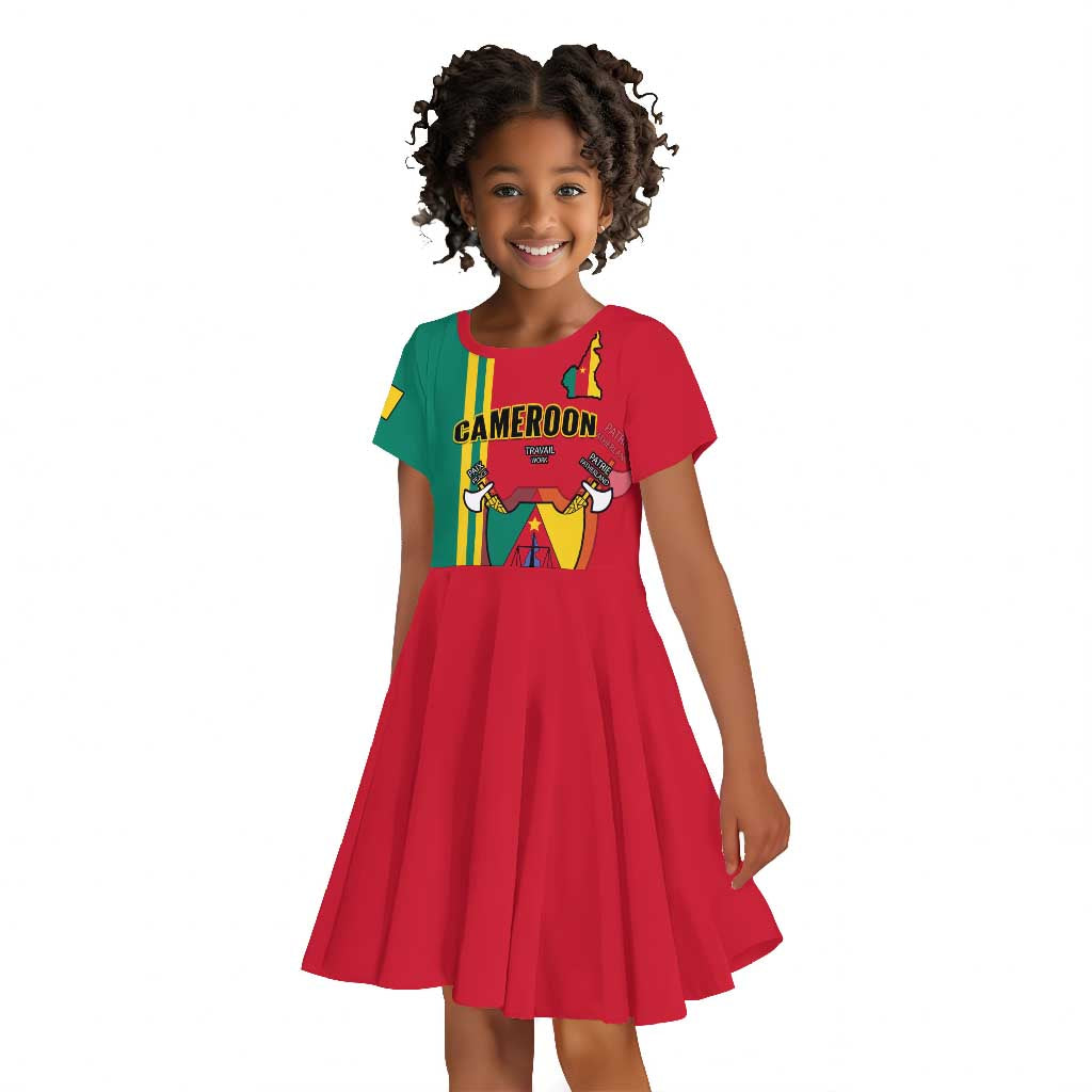 Cameroon Happy Unity Day Cameroun Coat Of Arms Kid Short Sleeve Dress