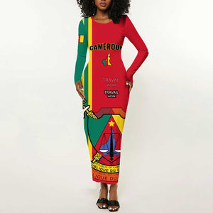 Cameroon Happy Unity Day Cameroun Coat Of Arms Long Sleeve Bodycon Dress LT14