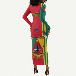 Cameroon Happy Unity Day Cameroun Coat Of Arms Long Sleeve Bodycon Dress LT14
