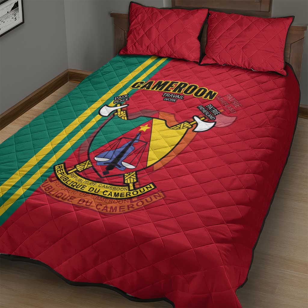 Cameroon Happy Unity Day Cameroun Coat Of Arms Quilt Bed Set