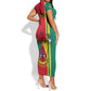 Cameroon Happy Unity Day Cameroun Coat Of Arms Short Sleeve Bodycon Dress LT14