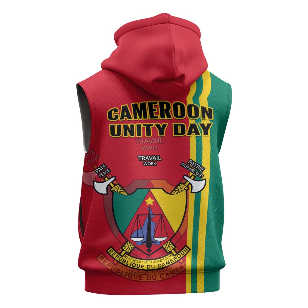 Cameroon Happy Unity Day Cameroun Coat Of Arms Sleeveless Hoodie - African Pride