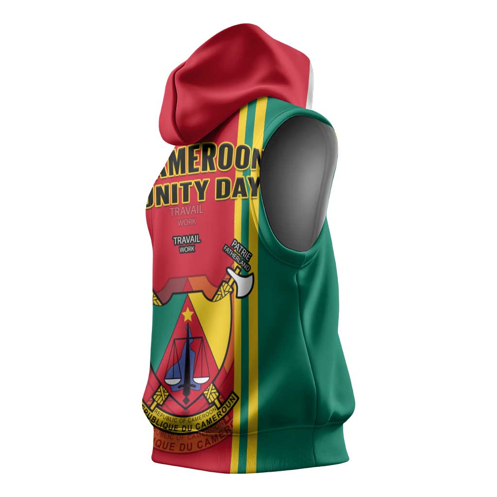 Cameroon Happy Unity Day Cameroun Coat Of Arms Sleeveless Hoodie - African Pride