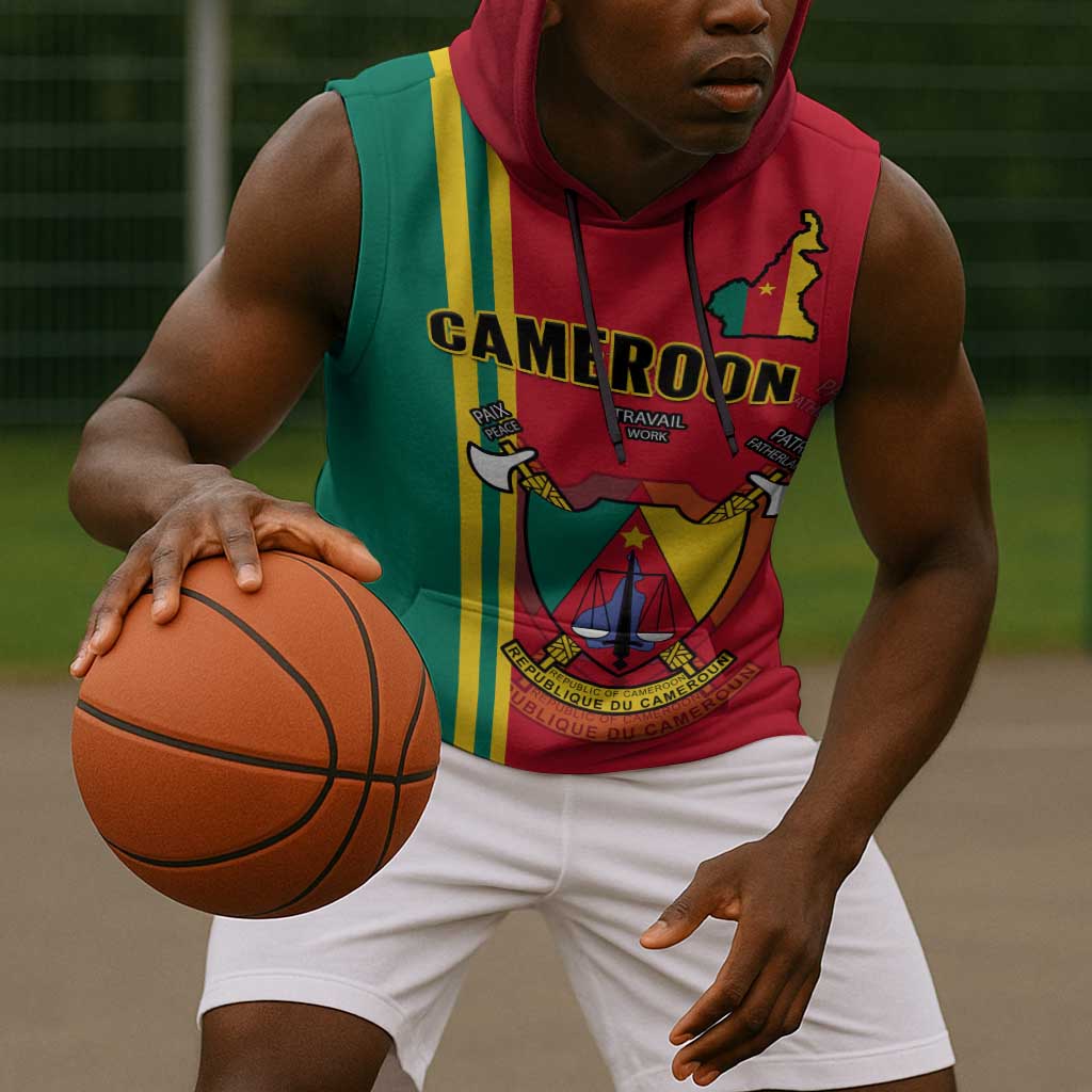 Cameroon Happy Unity Day Cameroun Coat Of Arms Sleeveless Hoodie - African Pride