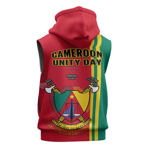 Cameroon Happy Unity Day Cameroun Coat Of Arms Sleeveless Zip Hoodie - African Pride