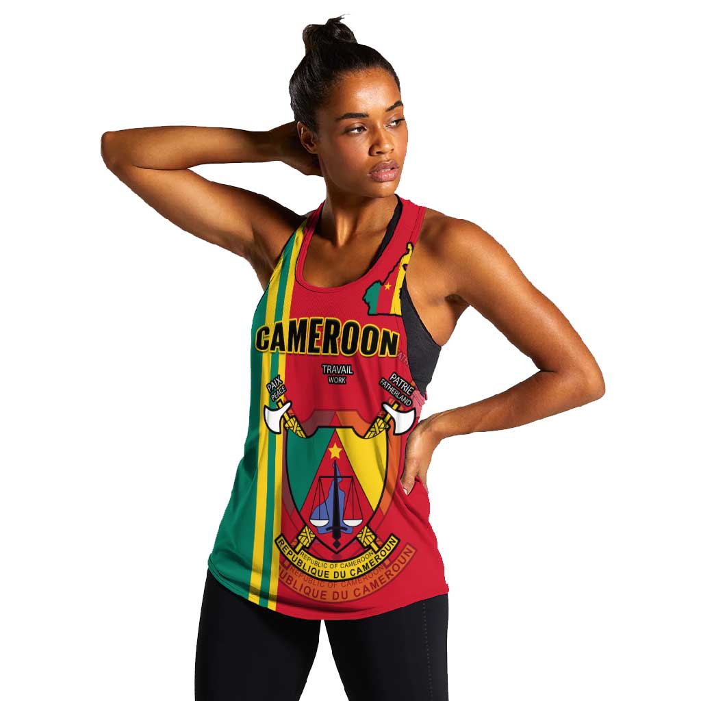 Cameroon Happy Unity Day Cameroun Coat Of Arms Women Racerback Tank