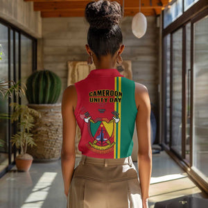 Cameroon Happy Unity Day Cameroun Coat Of Arms Women Sleeveless Polo Shirt