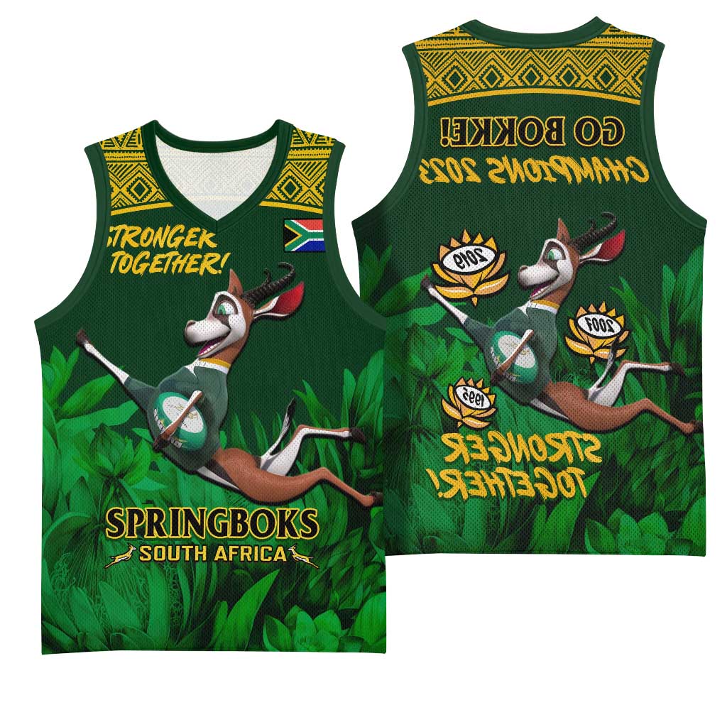 South Africa Rugby Basketball Jersey Go Bokke World Cup Champions History - African Pride