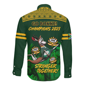 South Africa Rugby Long Sleeve Button Shirt Go Bokke World Cup Champions History