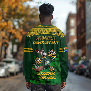 South Africa Rugby Long Sleeve Shirt Go Bokke World Cup Champions History LT14