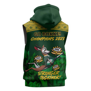 South Africa Rugby Sleeveless Zip Hoodie Go Bokke World Cup Champions History - African Pride