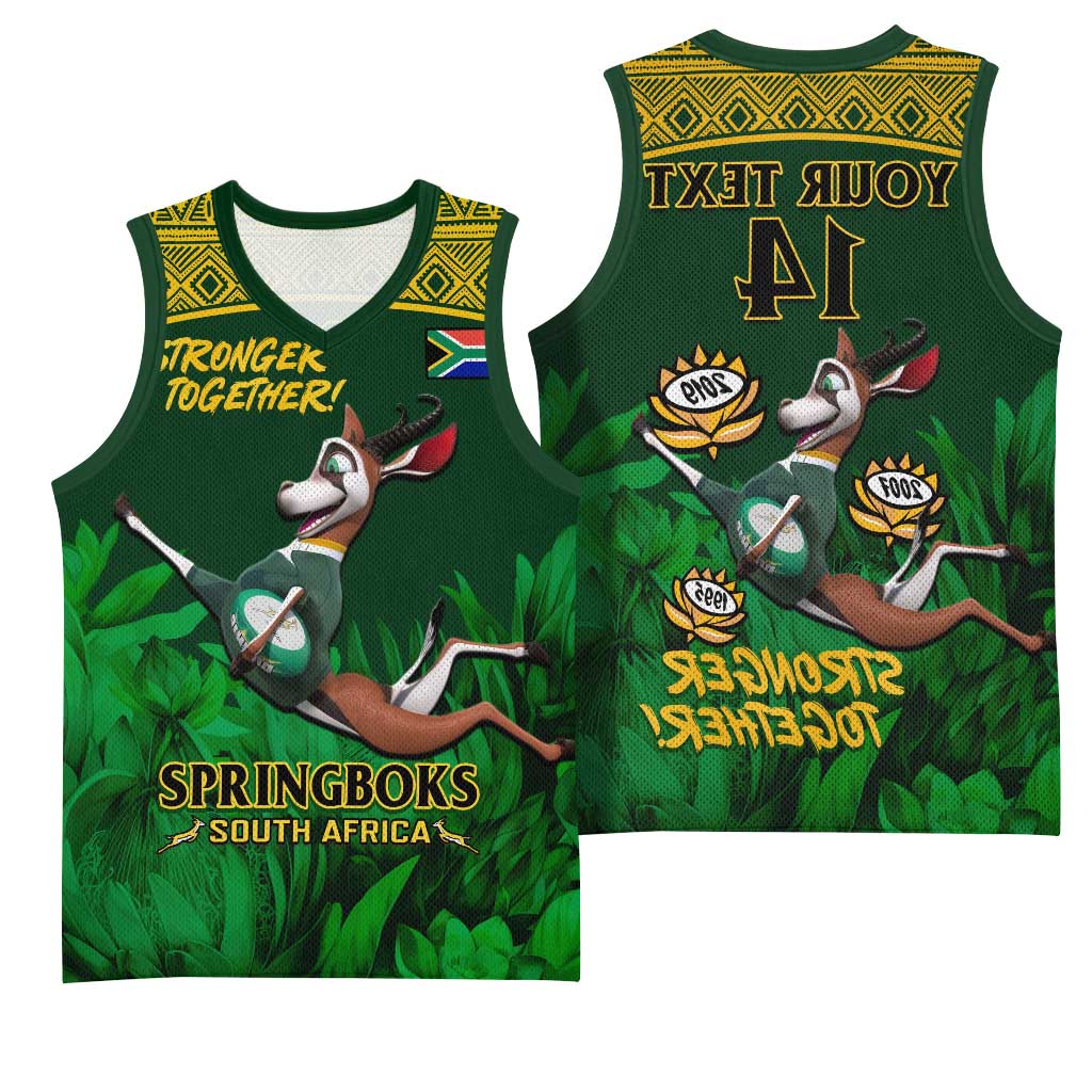 Custom South Africa Rugby Basketball Jersey Go Bokke World Cup Champions History - African Pride