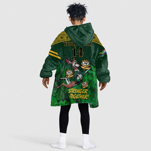 Custom South Africa Rugby KId Wearable Blanket Hoodie Go Bokke World Cup Champions History