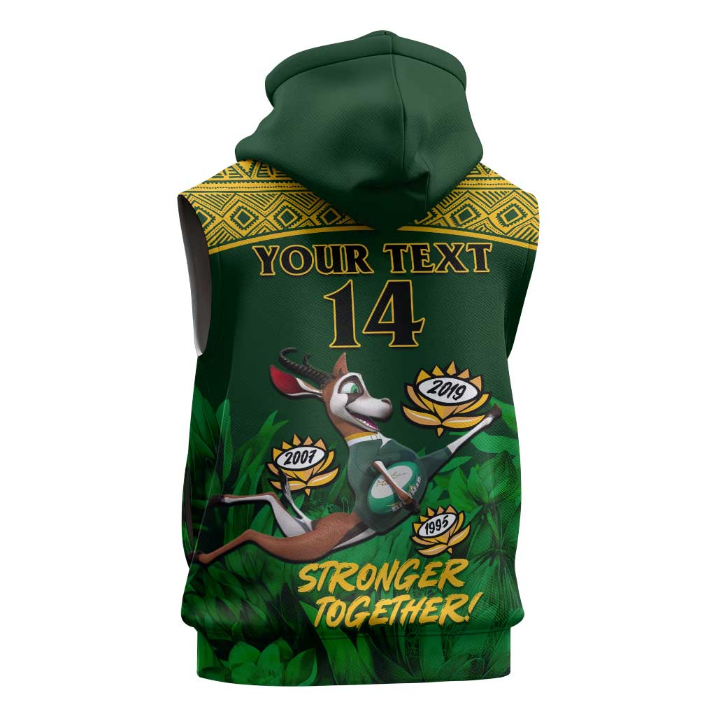 Custom South Africa Rugby Sleeveless Hoodie Go Bokke World Cup Champions History - African Pride