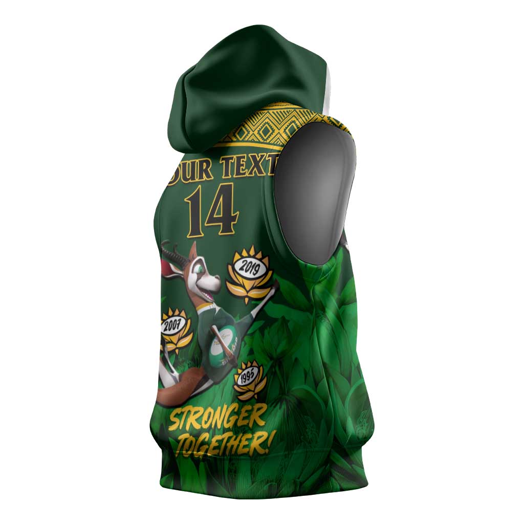 Custom South Africa Rugby Sleeveless Hoodie Go Bokke World Cup Champions History - African Pride