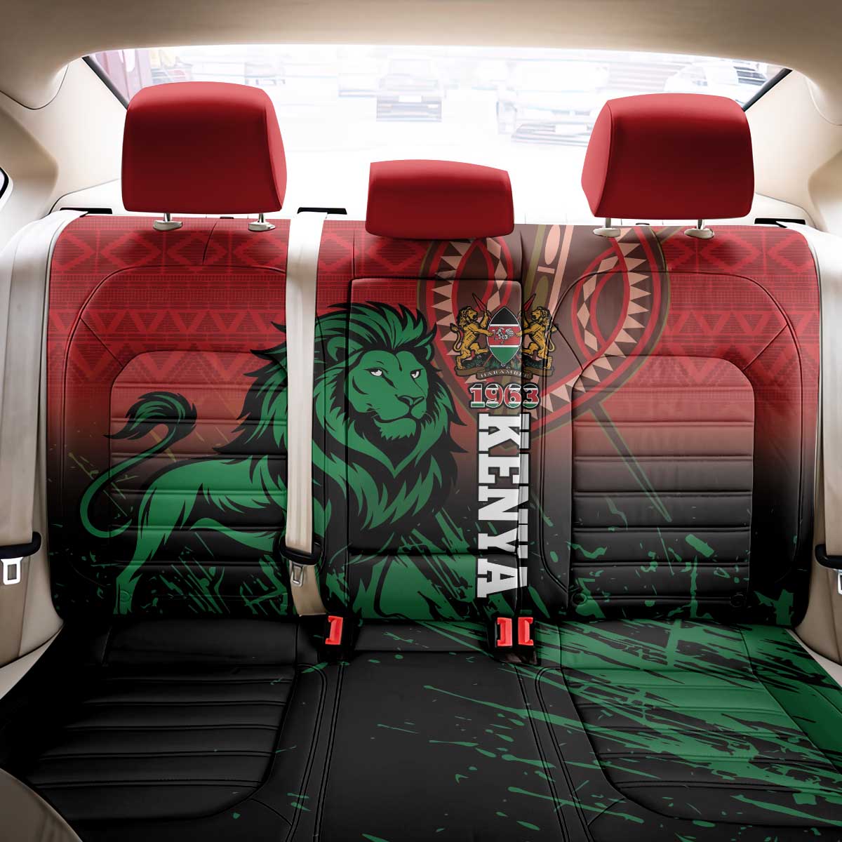 Kenya Independence Day Back Car Seat Cover Jamhuri ya Kenya 1963 - African Pattern