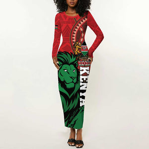 Kenya Independence Day Long Sleeve Bodycon Dress Jamhuri ya Kenya 1963 - African Pattern LT14