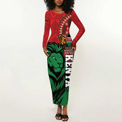 Kenya Independence Day Long Sleeve Bodycon Dress Jamhuri ya Kenya 1963 - African Pattern LT14