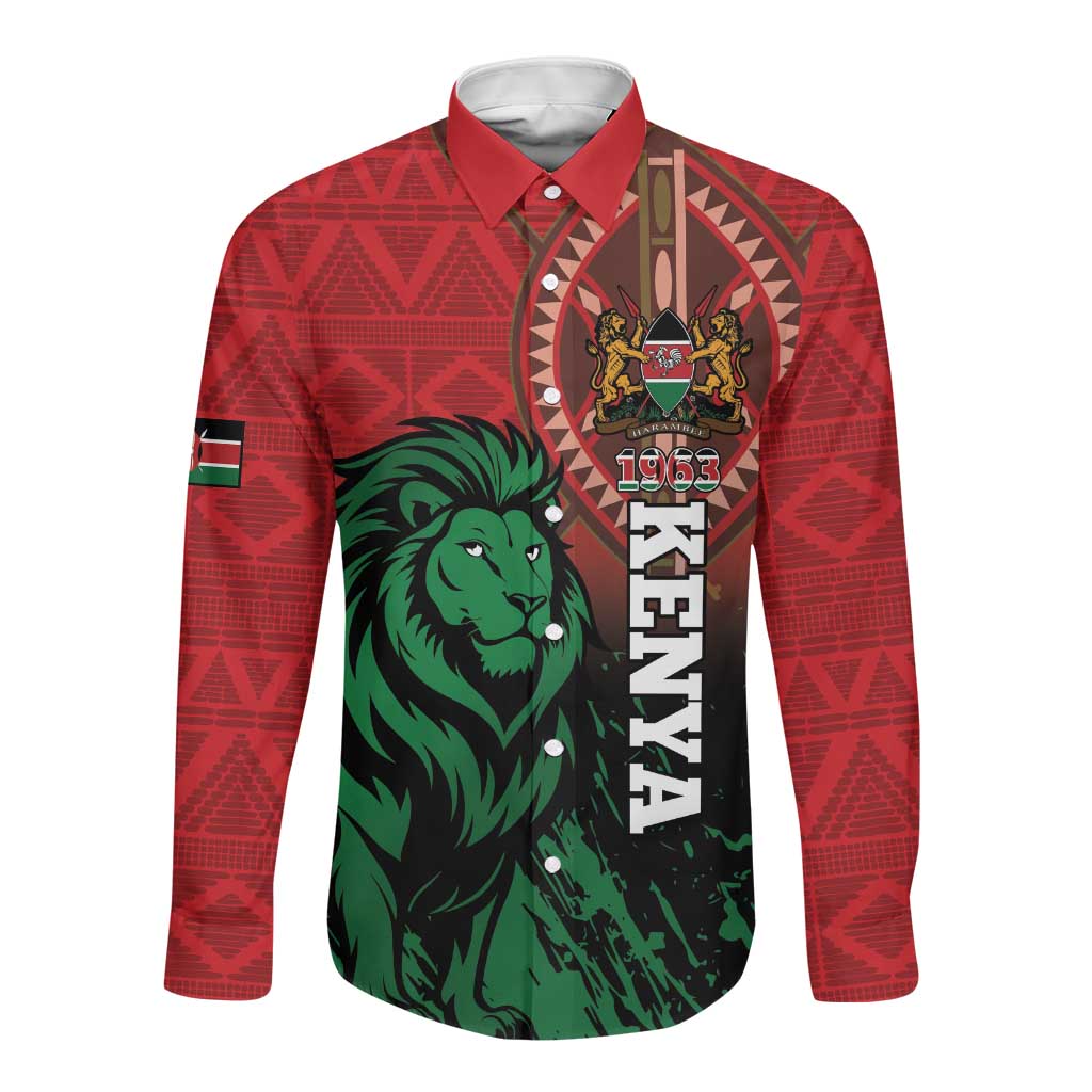 Kenya Independence Day Long Sleeve Button Shirt Jamhuri ya Kenya 1963 - African Pattern