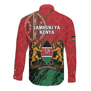 Kenya Independence Day Long Sleeve Button Shirt Jamhuri ya Kenya 1963 - African Pattern