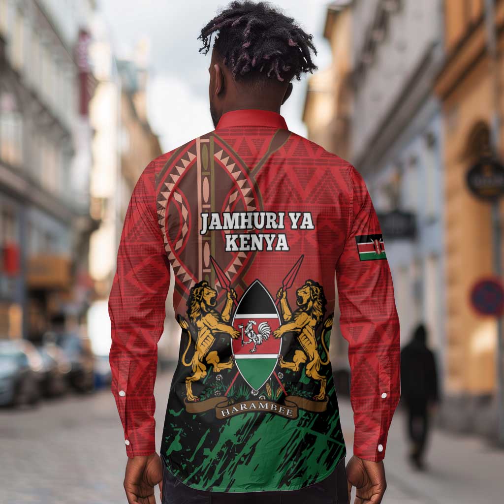 Kenya Independence Day Long Sleeve Button Shirt Jamhuri ya Kenya 1963 - African Pattern