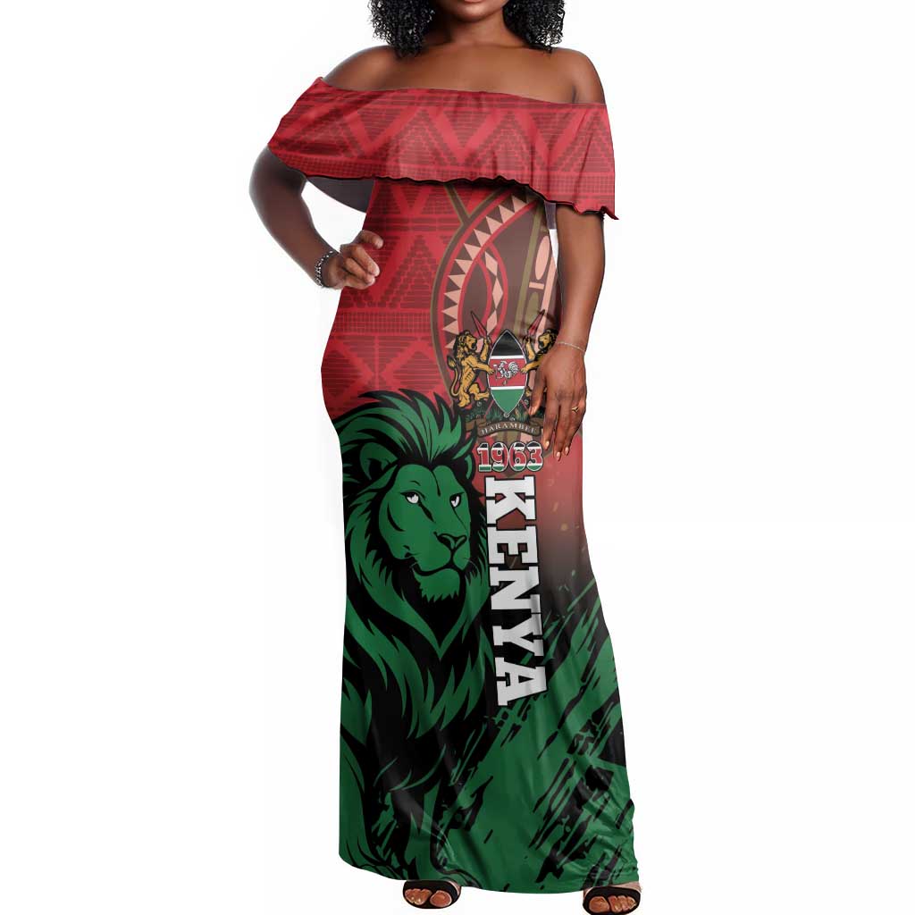 Kenya Independence Day Off Shoulder Maxi Dress Jamhuri ya Kenya 1963 - African Pattern