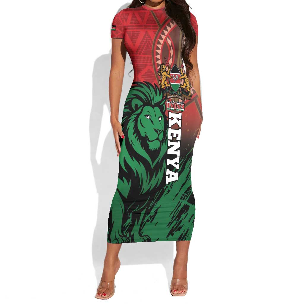 Kenya Independence Day Short Sleeve Bodycon Dress Jamhuri ya Kenya 1963 - African Pattern LT14