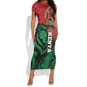 Kenya Independence Day Short Sleeve Bodycon Dress Jamhuri ya Kenya 1963 - African Pattern LT14