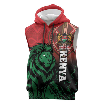 Kenya Independence Day Sleeveless Hoodie Jamhuri ya Kenya 1963 - African Pattern - African Pride