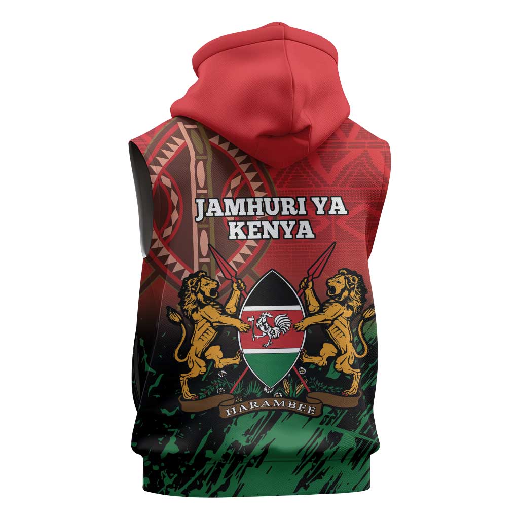 Kenya Independence Day Sleeveless Hoodie Jamhuri ya Kenya 1963 - African Pattern - African Pride