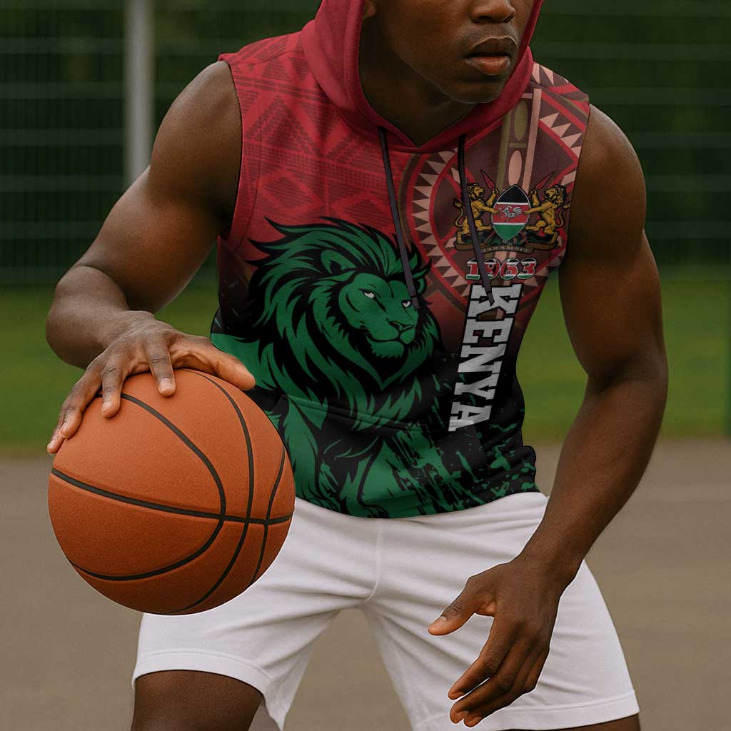Kenya Independence Day Sleeveless Hoodie Jamhuri ya Kenya 1963 - African Pattern - African Pride