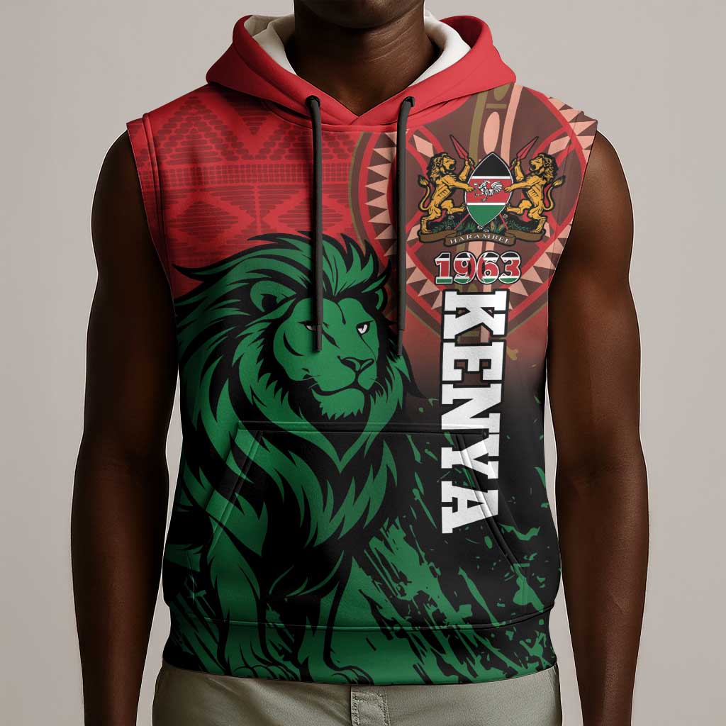 Kenya Independence Day Sleeveless Hoodie Jamhuri ya Kenya 1963 - African Pattern - African Pride