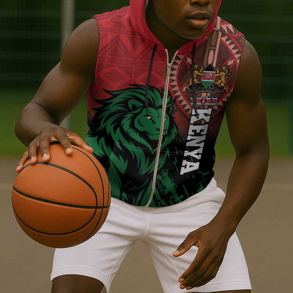 Kenya Independence Day Sleeveless Zip Hoodie Jamhuri ya Kenya 1963 - African Pattern - African Pride
