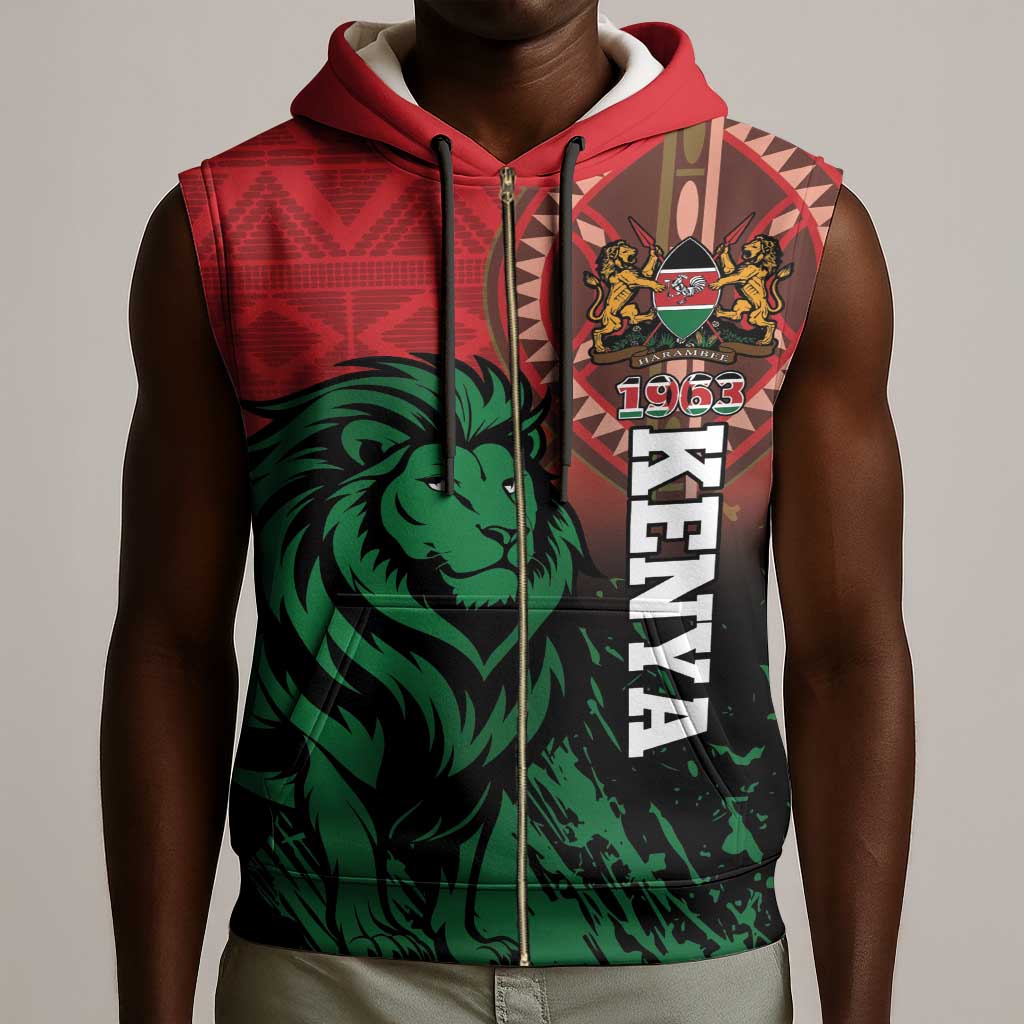 Kenya Independence Day Sleeveless Zip Hoodie Jamhuri ya Kenya 1963 - African Pattern - African Pride